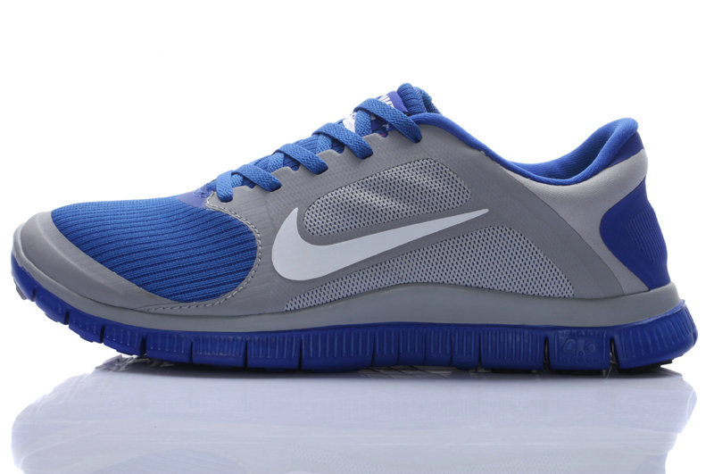 Hot Nike Free4.0 Men Shoes /Gray/White/Blue